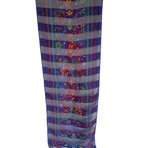 Vintage Stained Glass Scarf Rectangle 10”x53” 60s 70s Grandmacore Granny Sheer